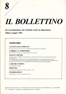 Dalle pratiche di tortura ai progetti di desolidarizzazione, il Bollettino 8 dicembre 1982