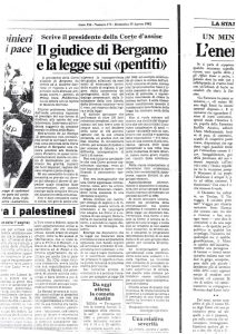 163 Il giudice di Bergamo e la legge sui pentiti. La Stampa 15 agosto 1982